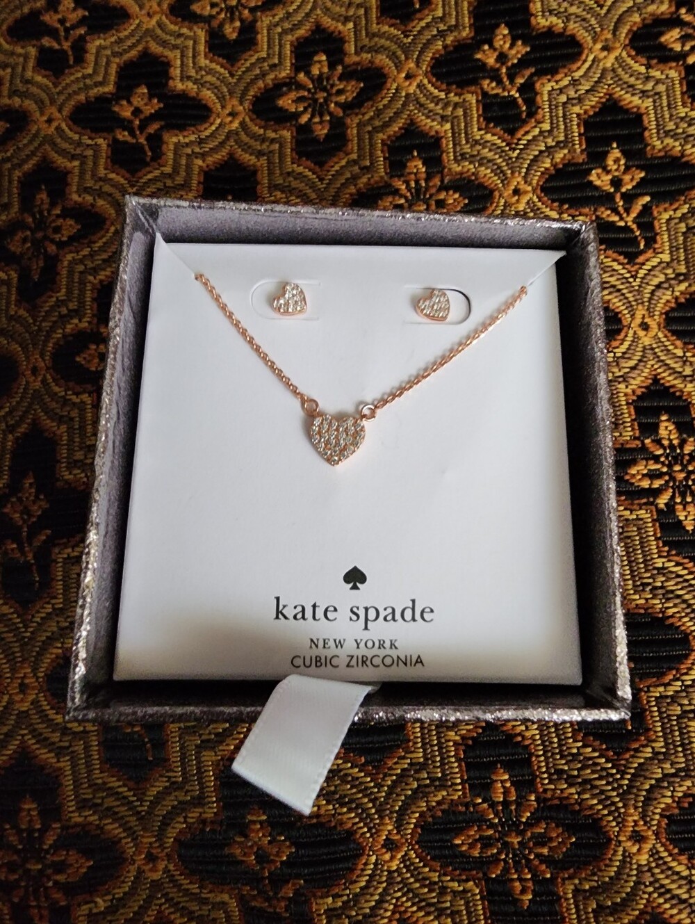 kate spade Rose Gold Heart Necklace and Stud Earrings Set